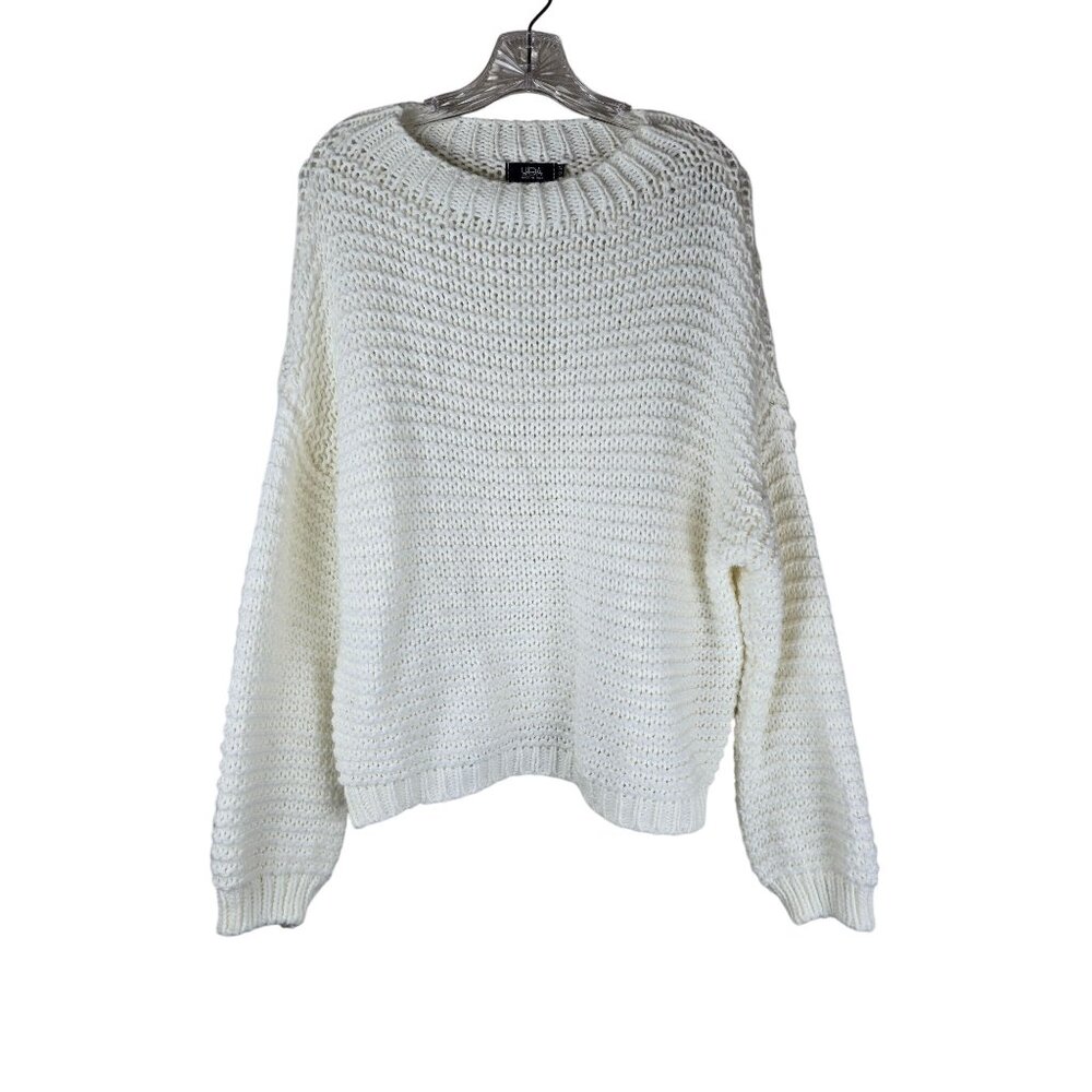 Oversized Boxy Open Knit Cream Sweater‎ by Yida Made in Italy Beach S/M